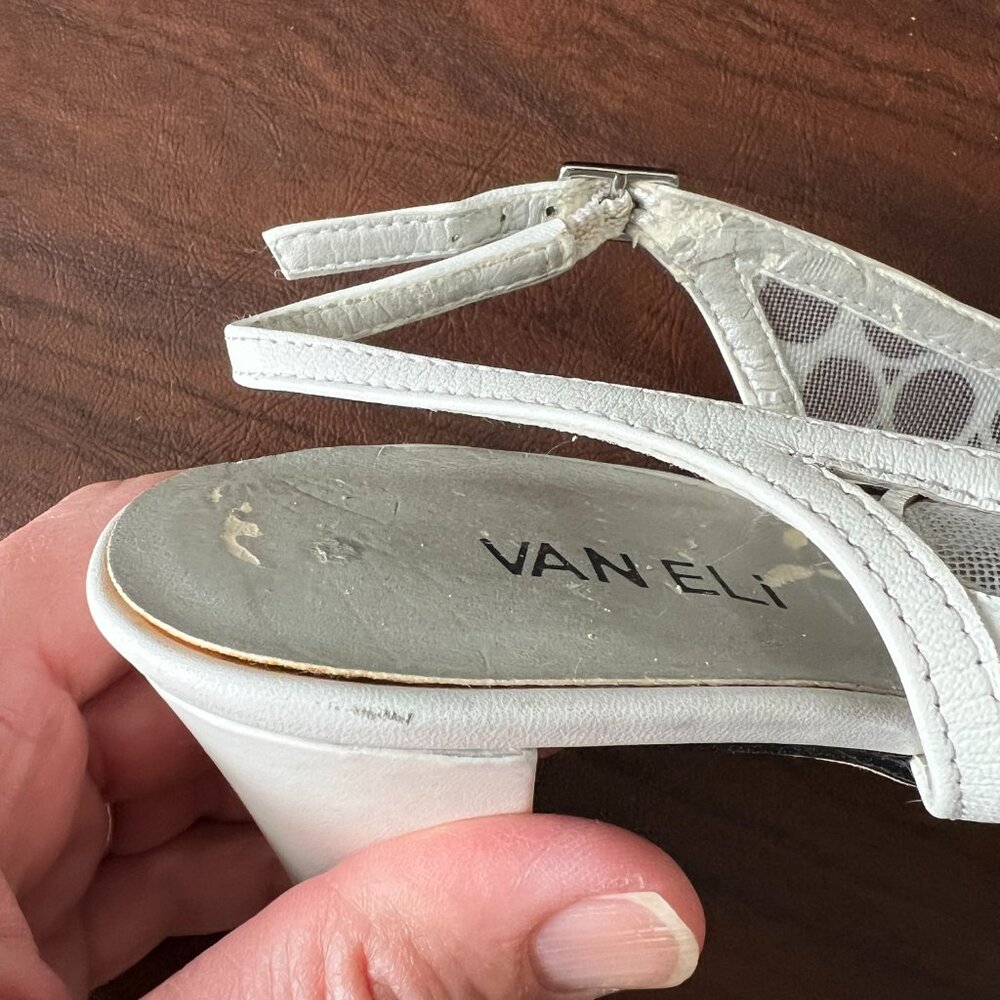 Vaneli mesh leather slingback with ankle buckle dress pumps size 12 - Picture 6 of 8